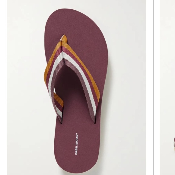Isabel Marant Tae Striped Canvas Flip Flops - Picture 4 of 16
